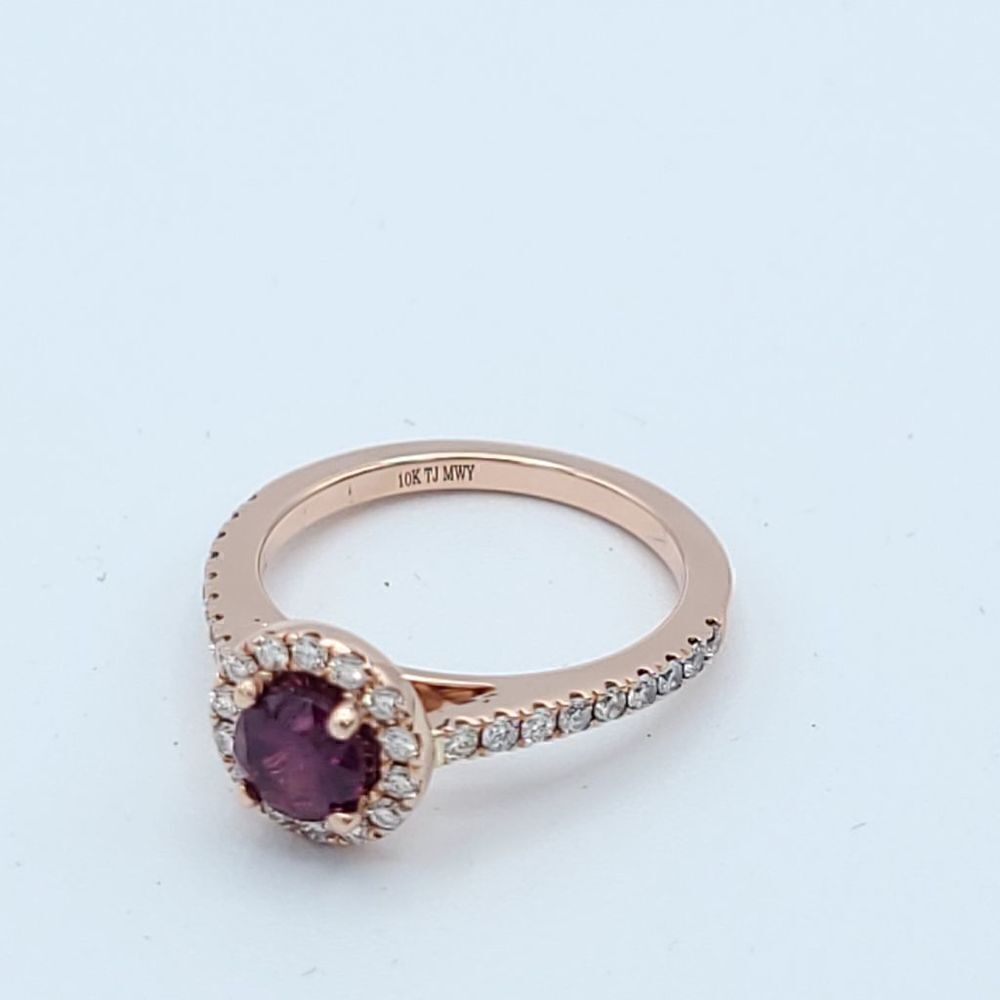 𝅺garnet diamond halo ring - Picture 11 of 17